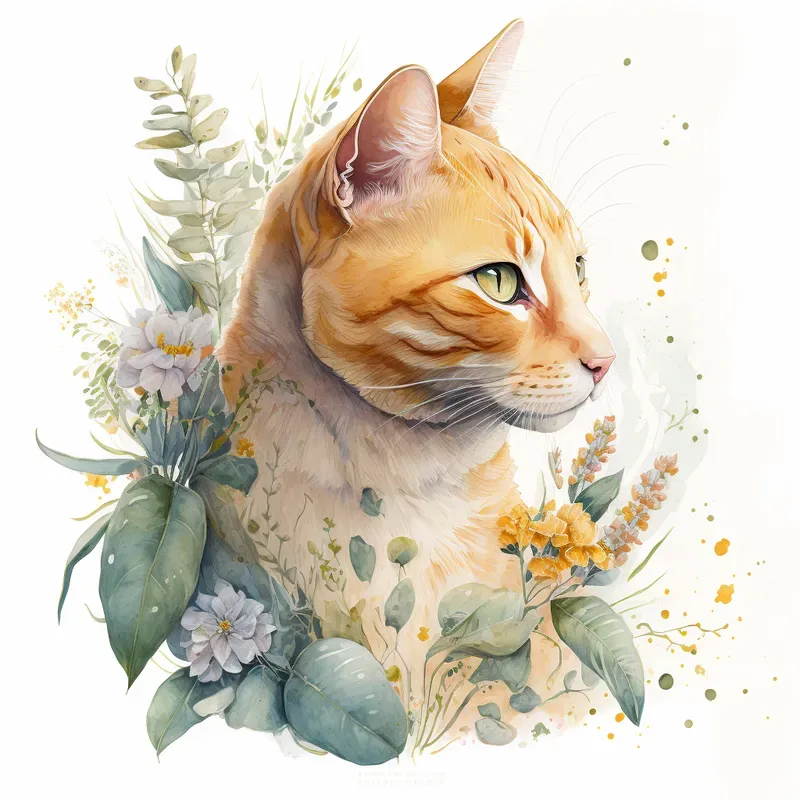 Illustrated Floral Cats And Dogs