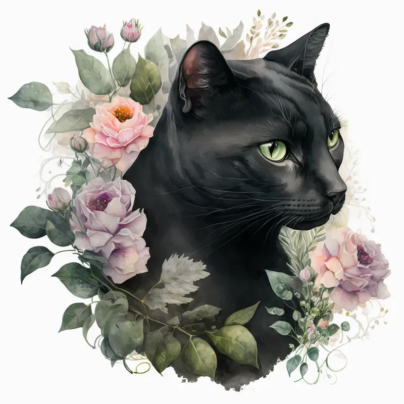 Illustrated Floral Cats And Dogs