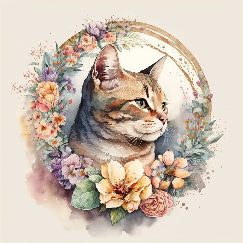 Illustrated Floral Cats And Dogs