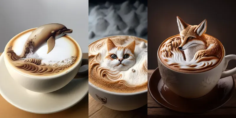 Fantasy Latte Art With Animals generated by undefined