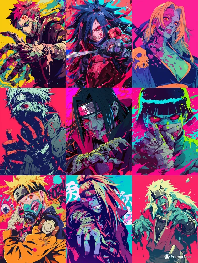 Vector Art Zombies Of Naruto Characters