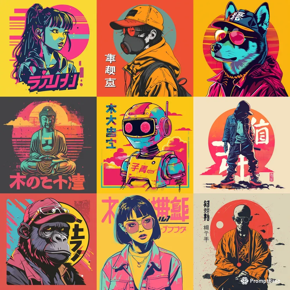 Retro Anime Manga Designs For Tshirts