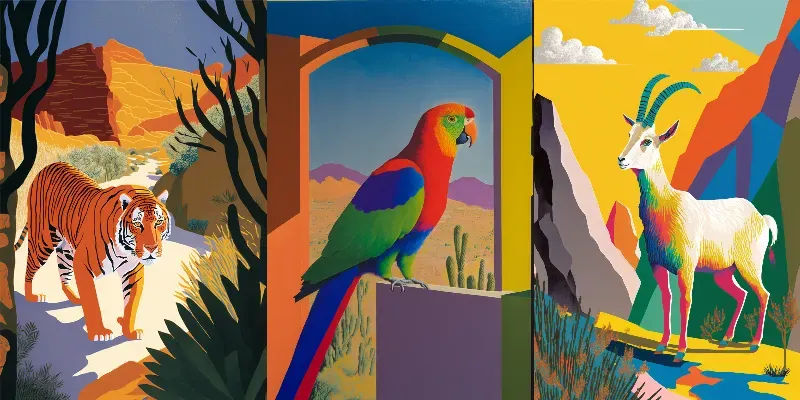 Vibrant Abstract Animal Art Posters generated by undefined
