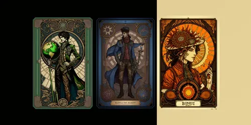 Tarot Cards Steampunk Character Options generated by midjourney