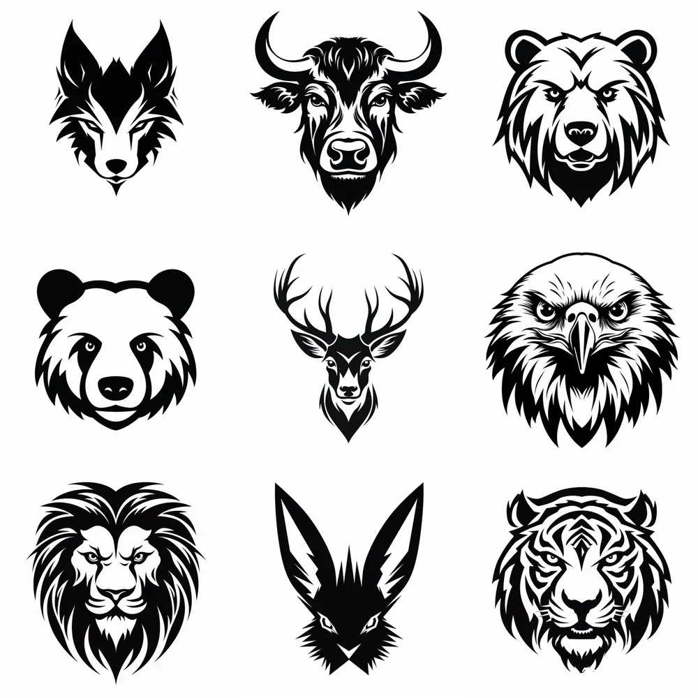 Simple Abstract Animal Head Logos