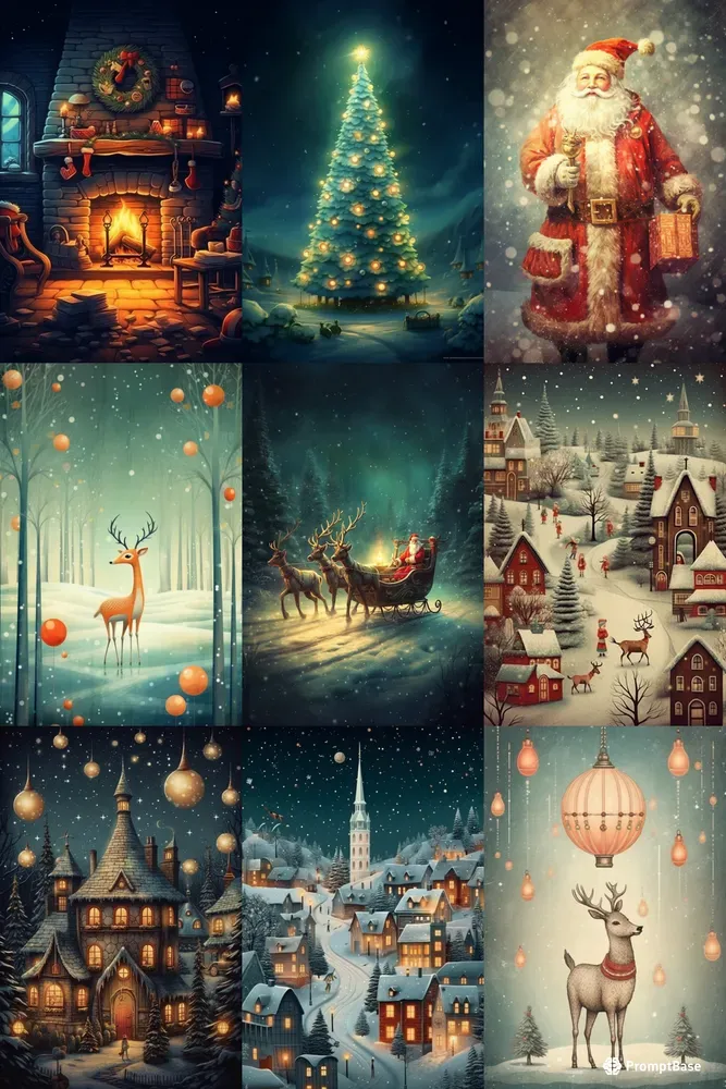 Whimsical Christmas Postcards
