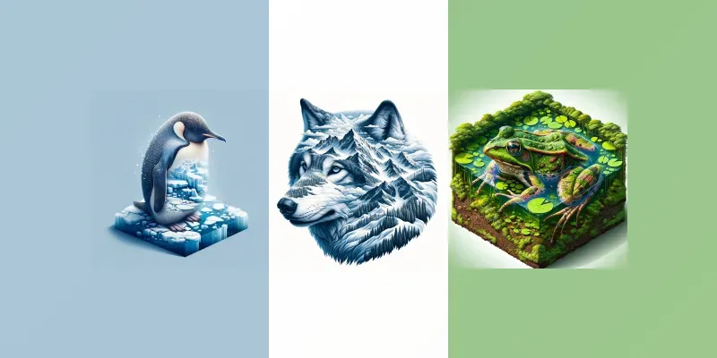 Isometric Wildlife Double Exposures generated by undefined