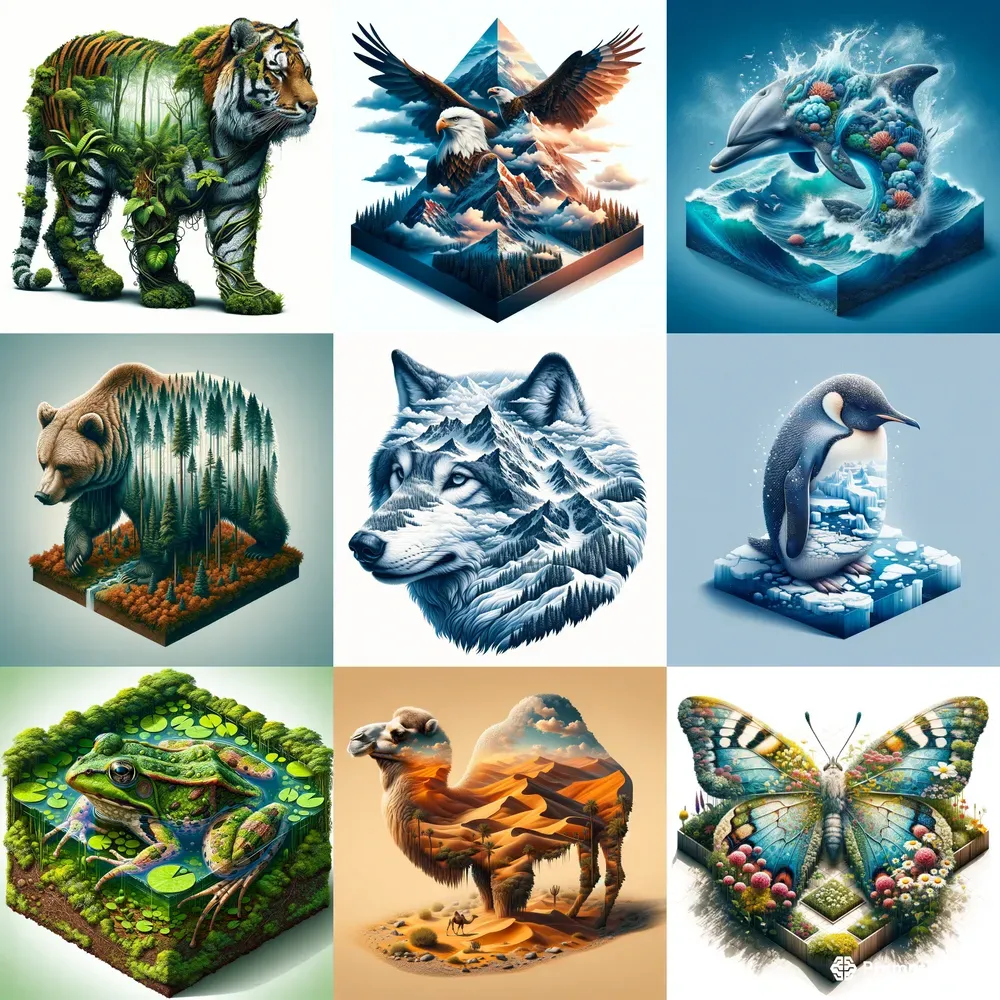 Isometric Wildlife Double Exposures