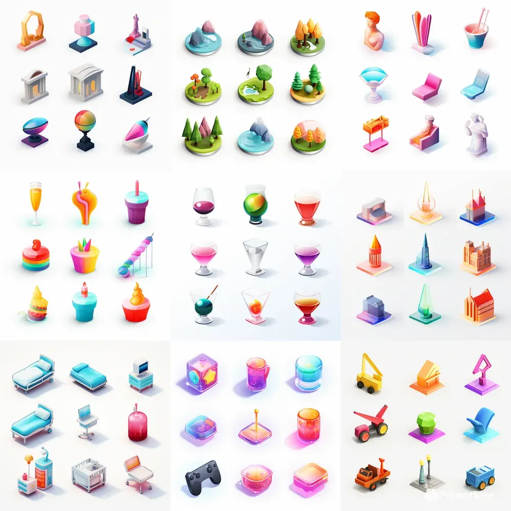 Glassmorphic Isometric Icons