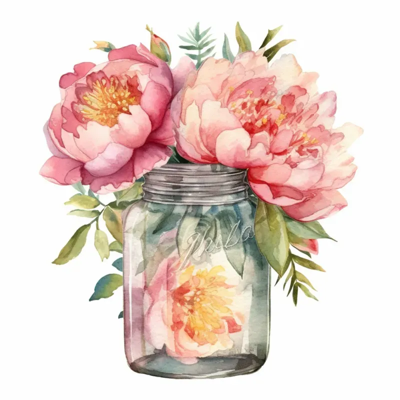 Watercolor Floral Vases Cliparts