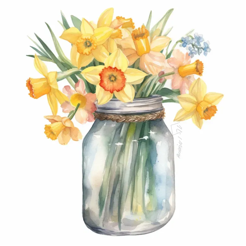 Watercolor Floral Vases Cliparts