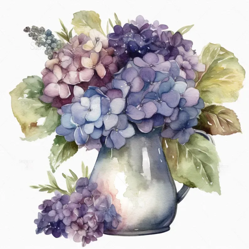 Watercolor Floral Vases Cliparts
