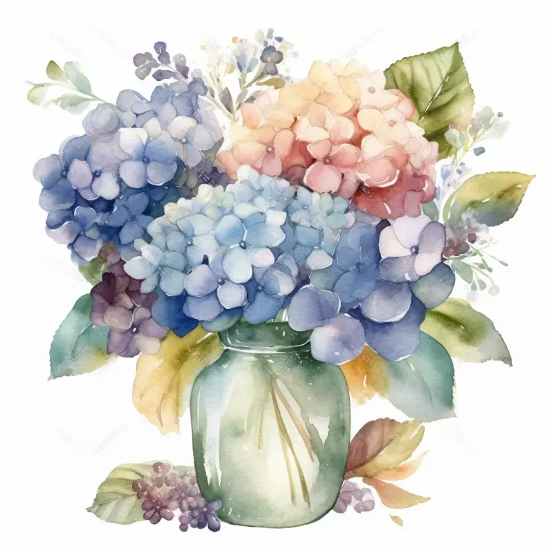 Watercolor Floral Vases Cliparts