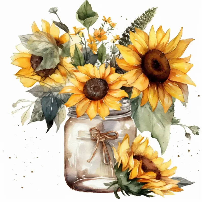 Watercolor Floral Vases Cliparts