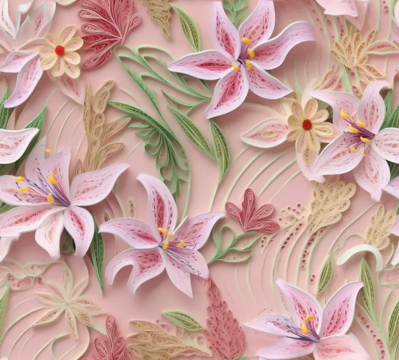 3D Embroidered Flowers Seamless Patterns