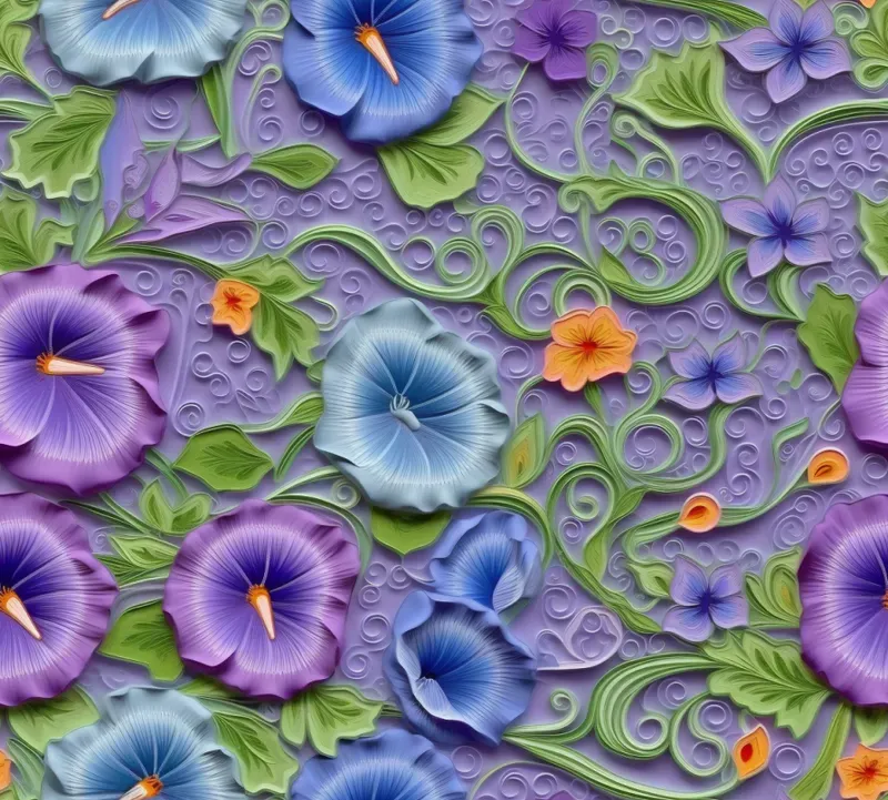 3D Embroidered Flowers Seamless Patterns