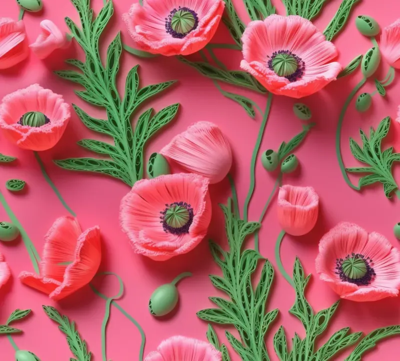 3D Embroidered Flowers Seamless Patterns