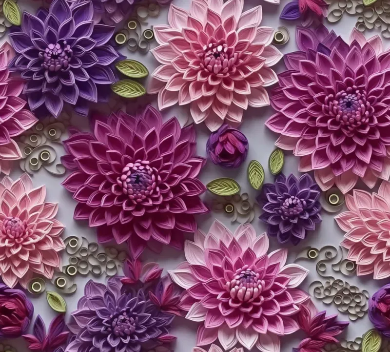 3D Embroidered Flowers Seamless Patterns