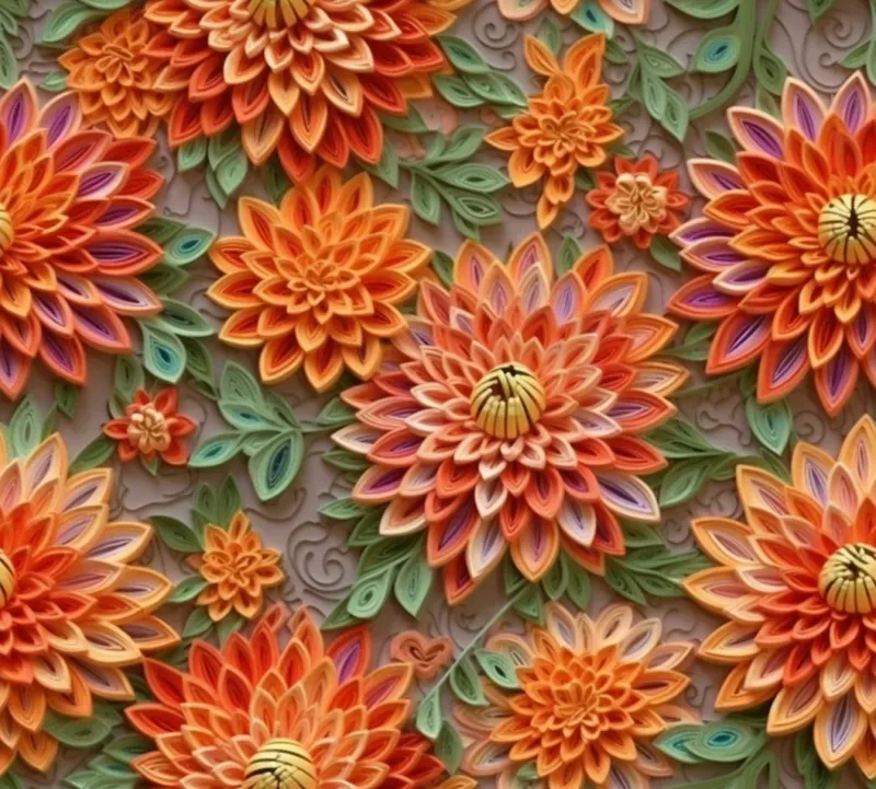 3D Embroidered Flowers Seamless Patterns