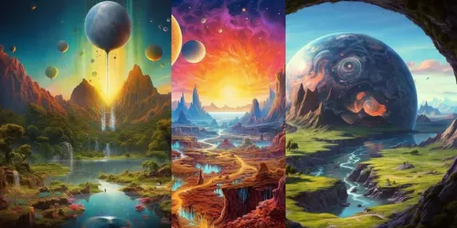 Alien Planet Backgrounds generated by midjourney