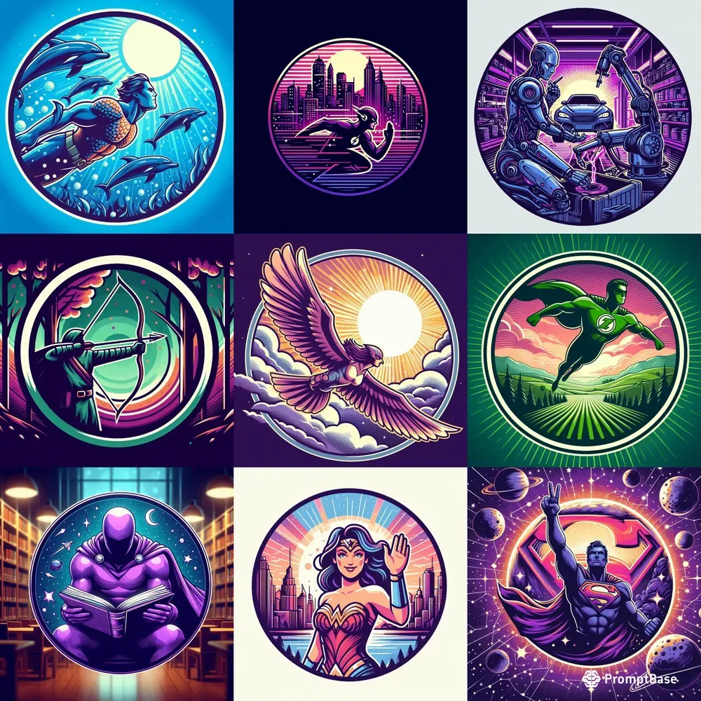 Superheroes In Action Logos Collections