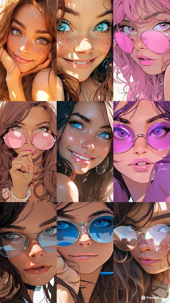 Hq Cartooned Girls Portraits