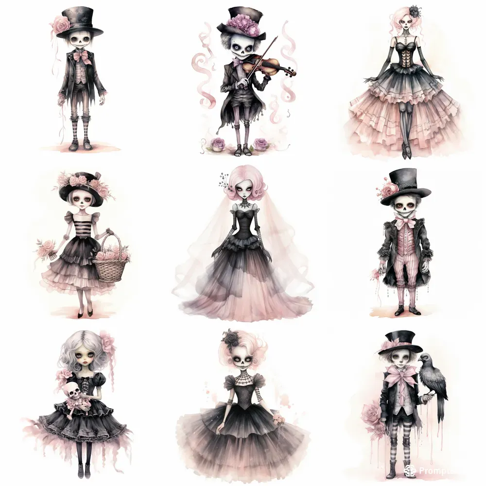 Vintage Style Halloween Watercolors