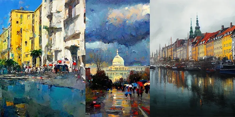 Edgy Modern Impressionist Landscapes and Cityscapes generated by undefined