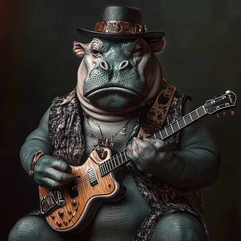 Hard Rock Animals Playing Guitars