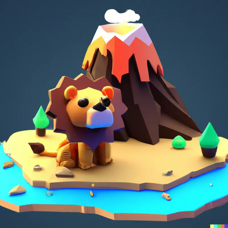 Low Poly Isometric Animal Scenario