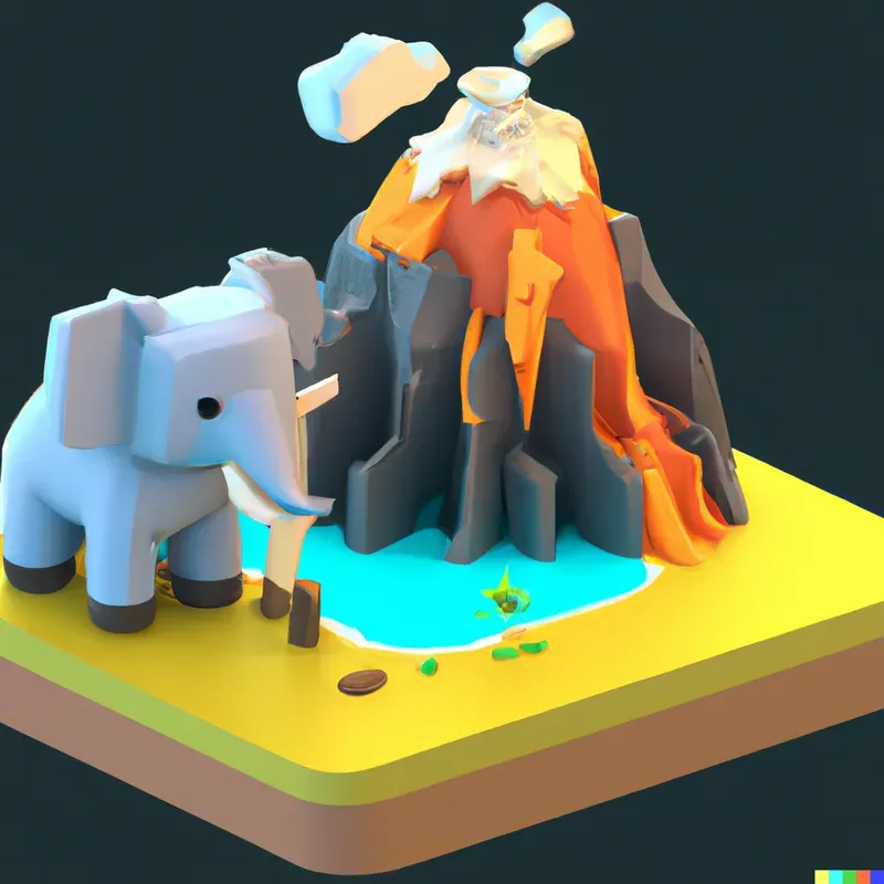 Low Poly Isometric Animal Scenario