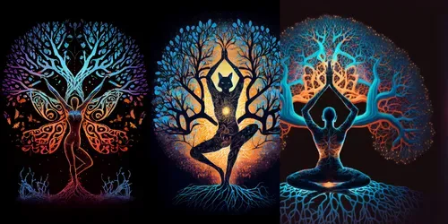 Spiritual Yoga Tree Of Life Wall Art generated by midjourney