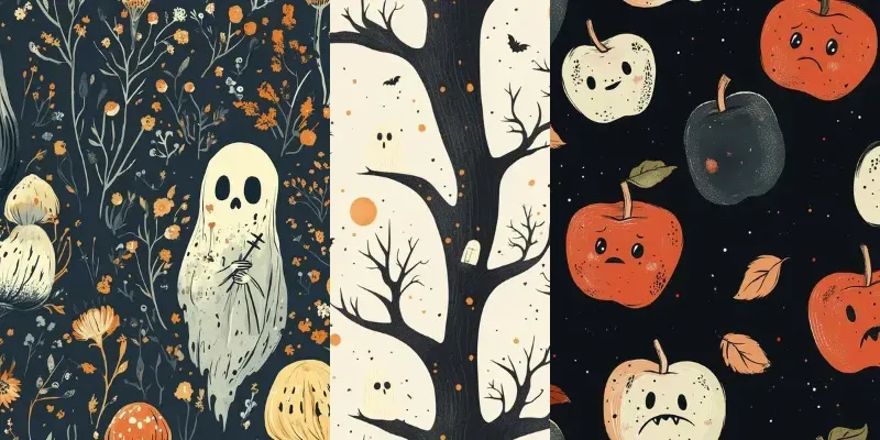 Seamless Spooky Cute Patterns generated by undefined