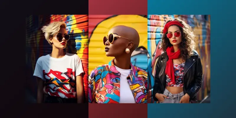 Women In Front Of Graffiti Wall Photos generated by undefined