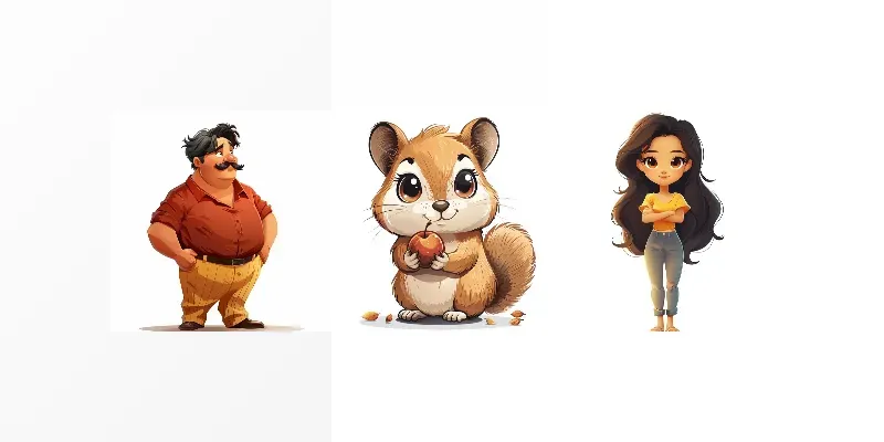 Cute Cartoon Characters People And Animals generated by undefined