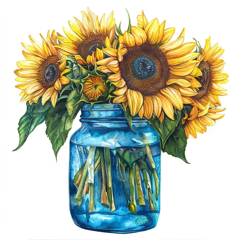 Watercolor Flowers In Jar Illustrations