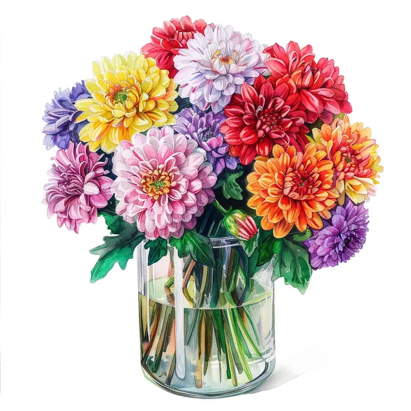 Watercolor Flowers In Jar Illustrations