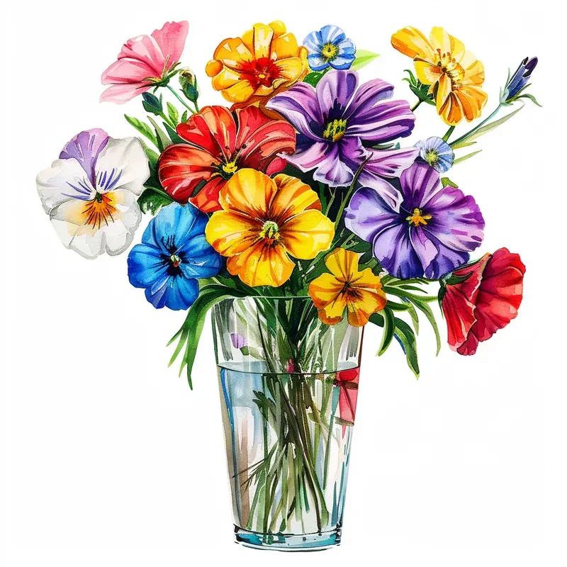 Watercolor Flowers In Jar Illustrations