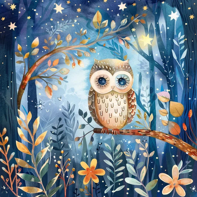 Cute Starry Night Book Illustrations