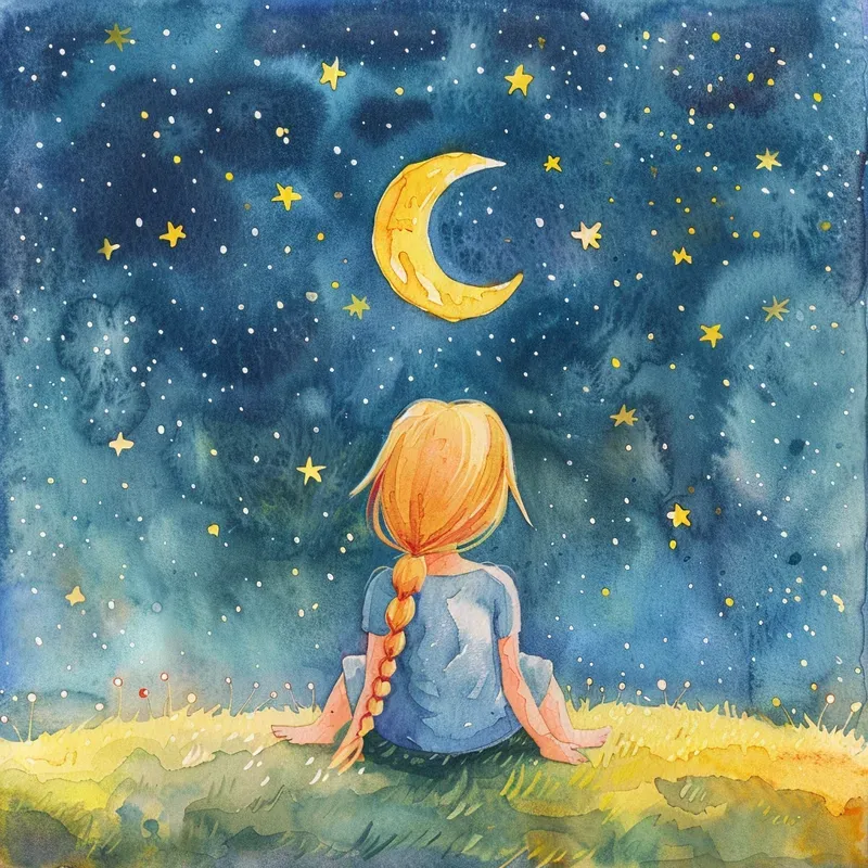 Cute Starry Night Book Illustrations