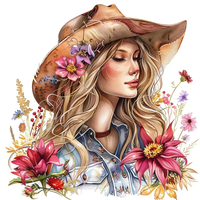 Cowgirl Cowboy Watercolor Cliparts
