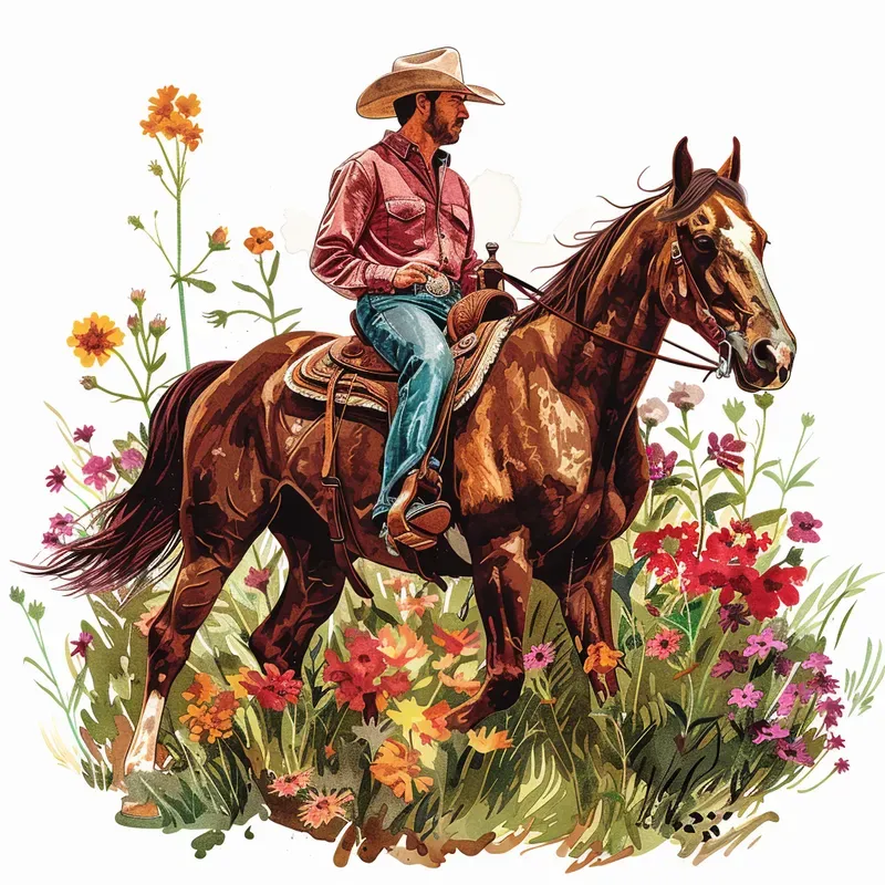 Cowgirl Cowboy Watercolor Cliparts