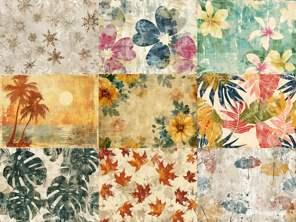 Four Seasons In Vintage Patterns