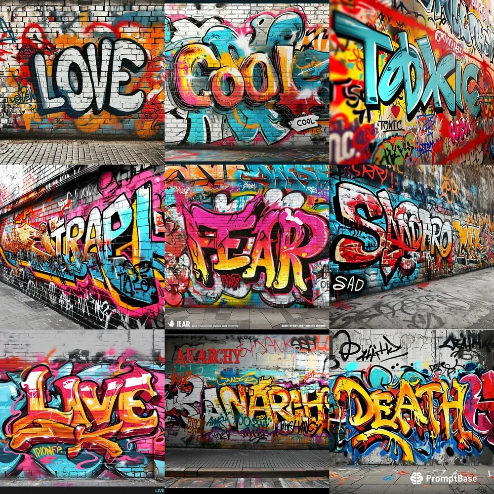 Realistic Graffiti Wall Illustrations
