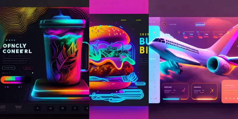 Futuristic Neon Website Mockups generated by undefined