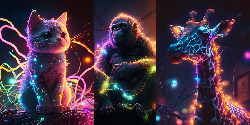 Realistic Neon Animals Cute Portraits generated by undefined
