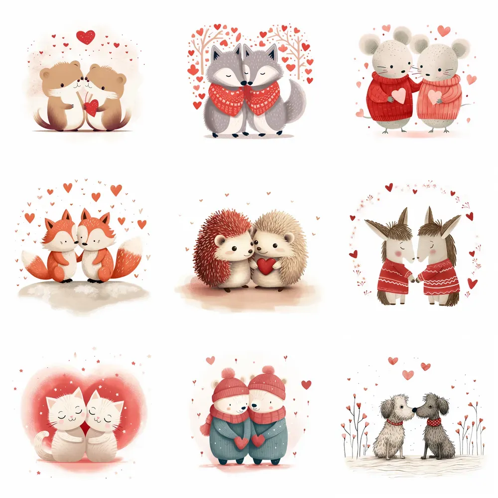 Cute 2D Animals In Love