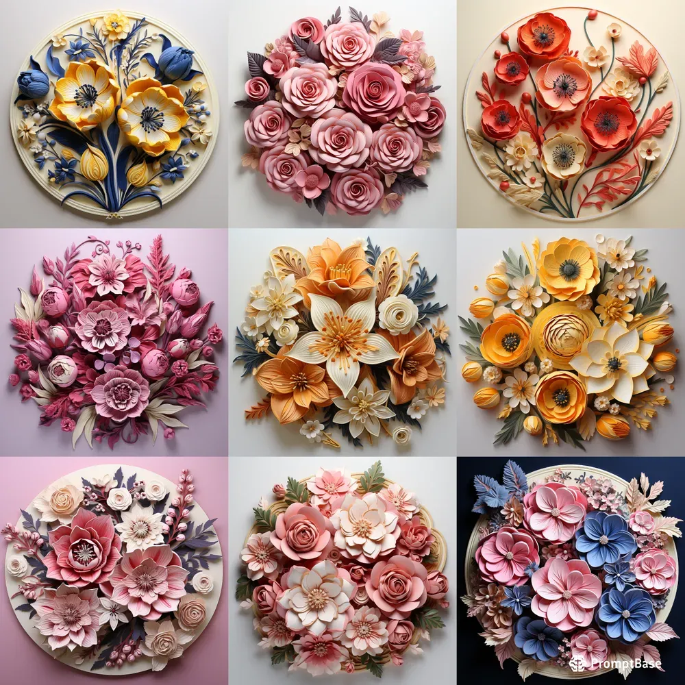 Round 3D Flowers