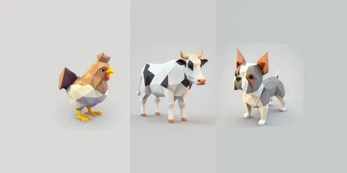 Low Poly Animals generated by midjourney