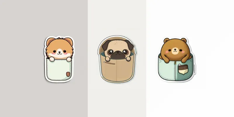 Kawaii Cute Animals In Pocket - Shirt Sticker Designs generated by undefined